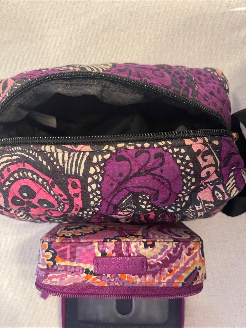 Vera Bradley Black Quilted Backpack travel with Silver Hardware set - Picture 6 of 13